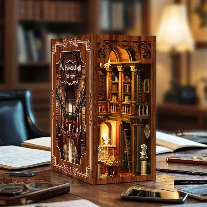 Diy Wooden Book Nook Kit Shelf Insert - A Biblioteca Filosófica Casa NOVA, Kit